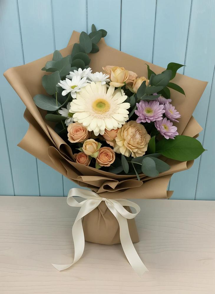 Букет цветов из: Герберы и Хризантемы в Чкалово