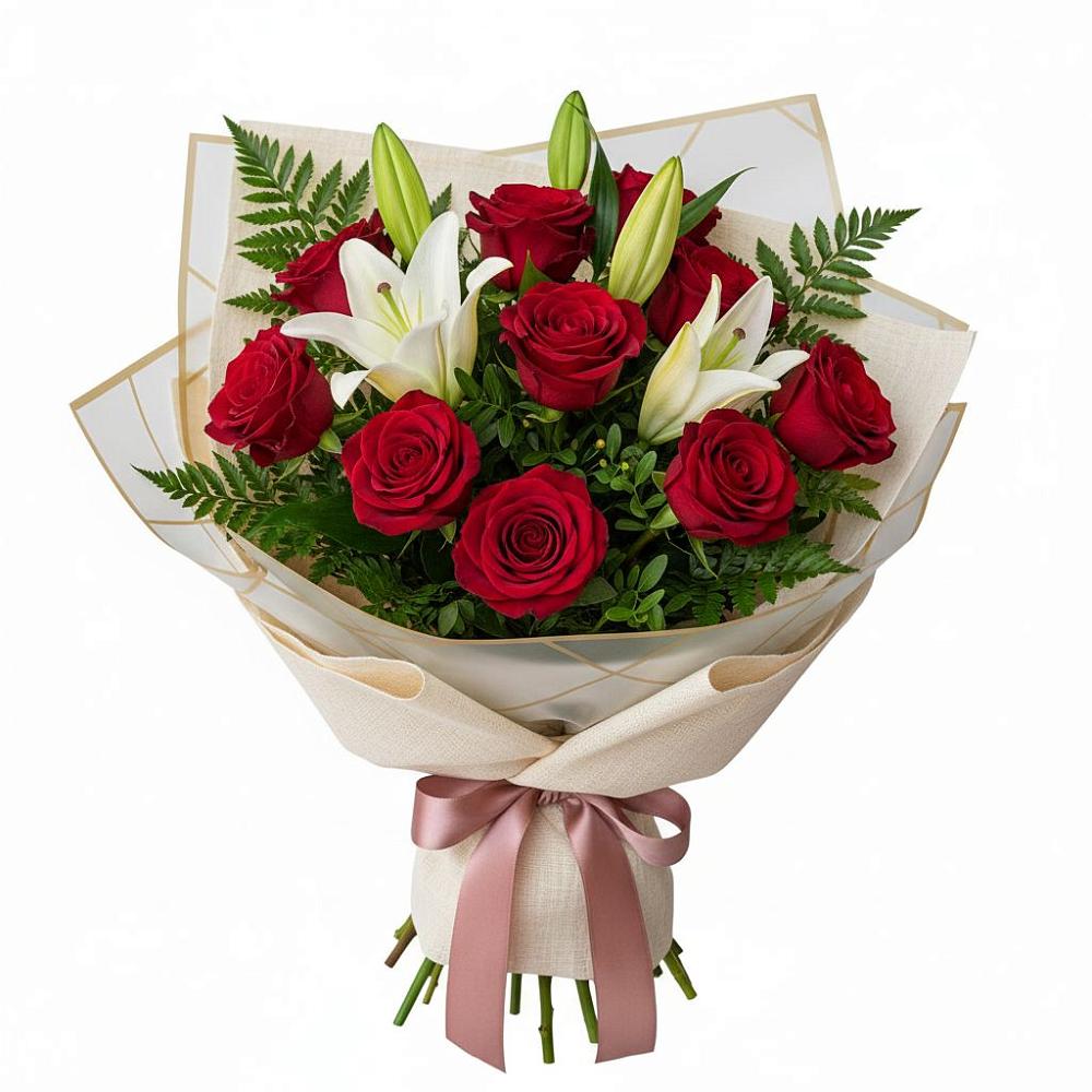 Букет цветов из: Лилии и Розы в Чкалово