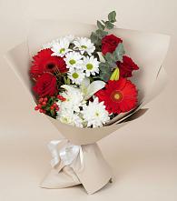 Букет цветов из:  Розы, Хризантемы, Герберы и Лилии в Чкалово