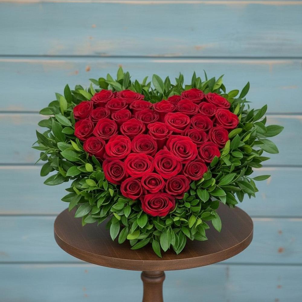 Цветочная композиция из Розы в виде сердца в Чкалово