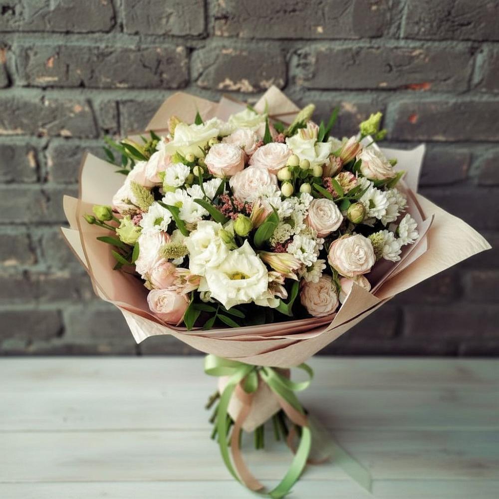 Букет цветов из: Альстромерии, Розы и Хризантемы в Чкалово