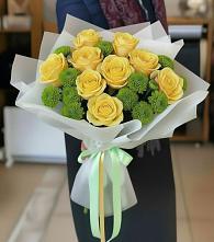 Букет цветов из:  Хризантемы и Розы #REPLACE_PRED# Чкалово