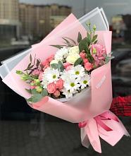 Букет цветов из:  Розы, Лизиантусы и Хризантемы в Чкалово