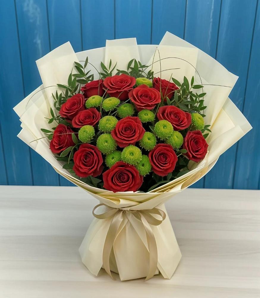 Букет цветов из: Розы и Хризантемы в Чкалово